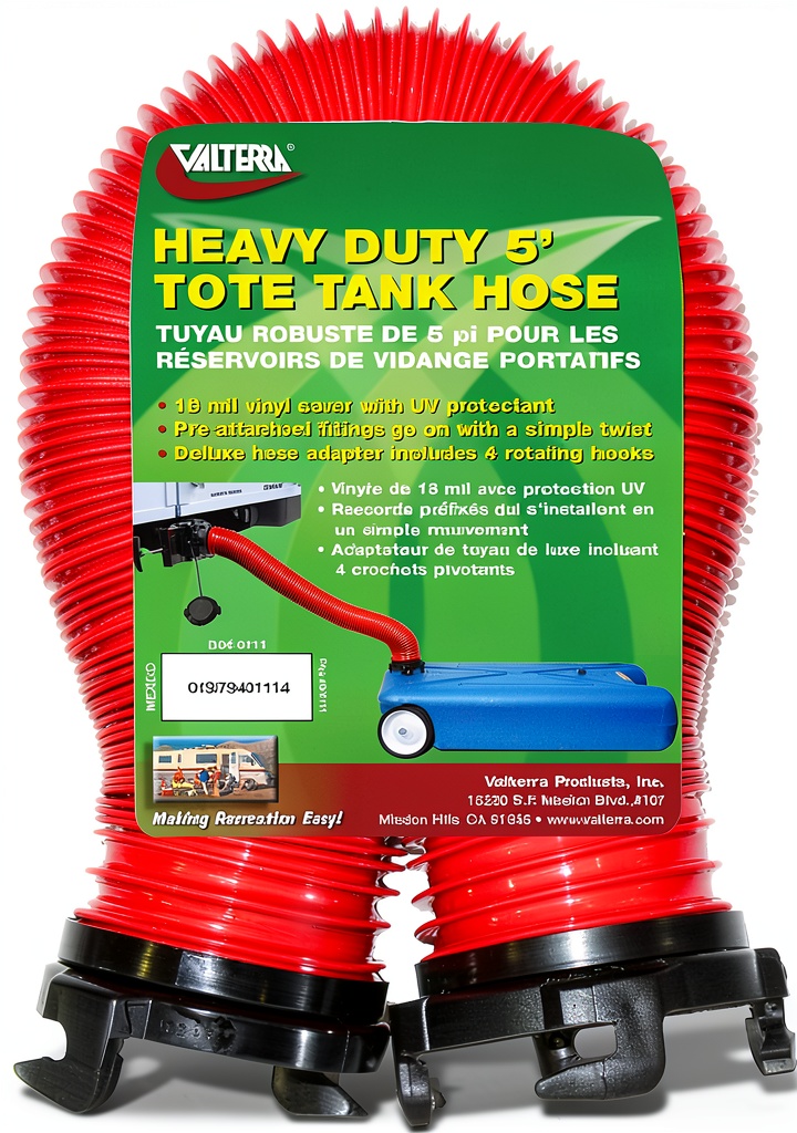Valterra sewer hose installed on an RV black water tank