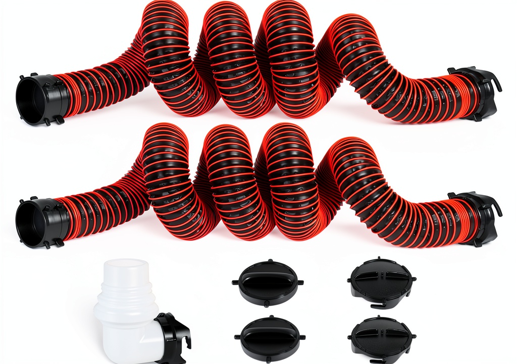 LITBM RV sewer hose being connected to a campground dump station