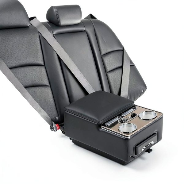 AceRide Car Center Console Organizer Black PU Leather Storage Box-1