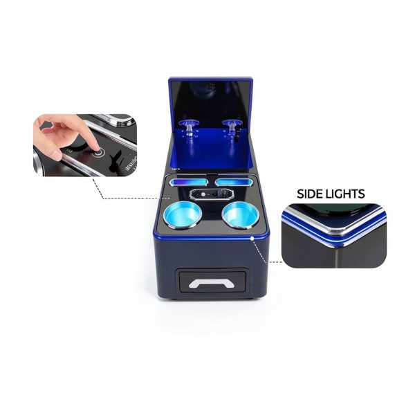 AceRide Car Center Console Organizer Black PU Leather Storage Box-5