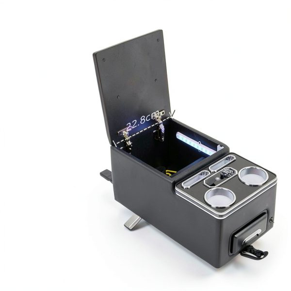 AceRide Car Center Console Organizer Black PU Leather Storage Box-7
