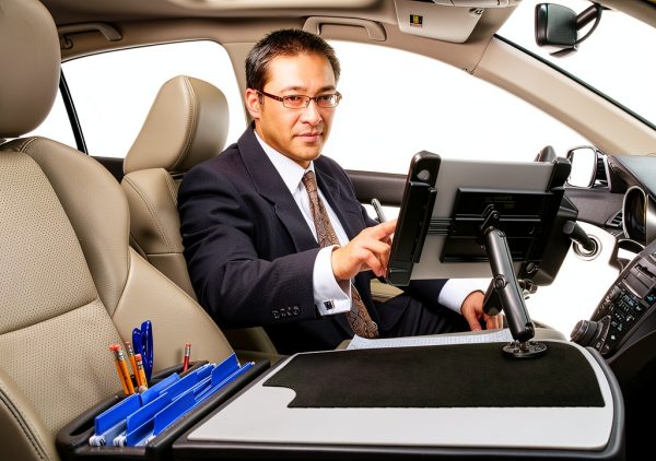 AutoExec Desk with Grip Surface and Pullout Tablet Mount AUE10004-1