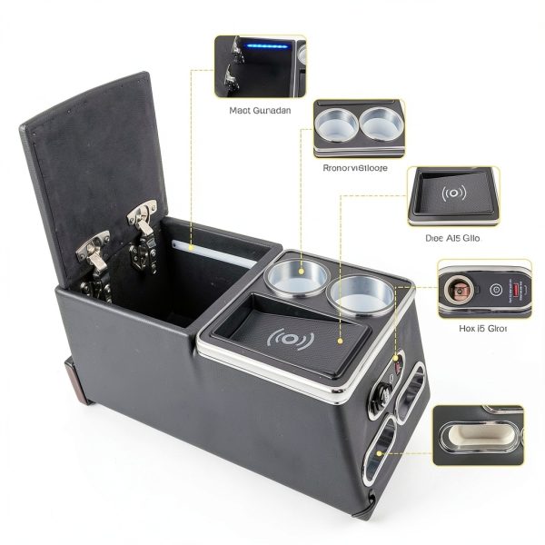 Console Organizer QBselecar with Fast Wireless Charging AB-1065D-QB-2