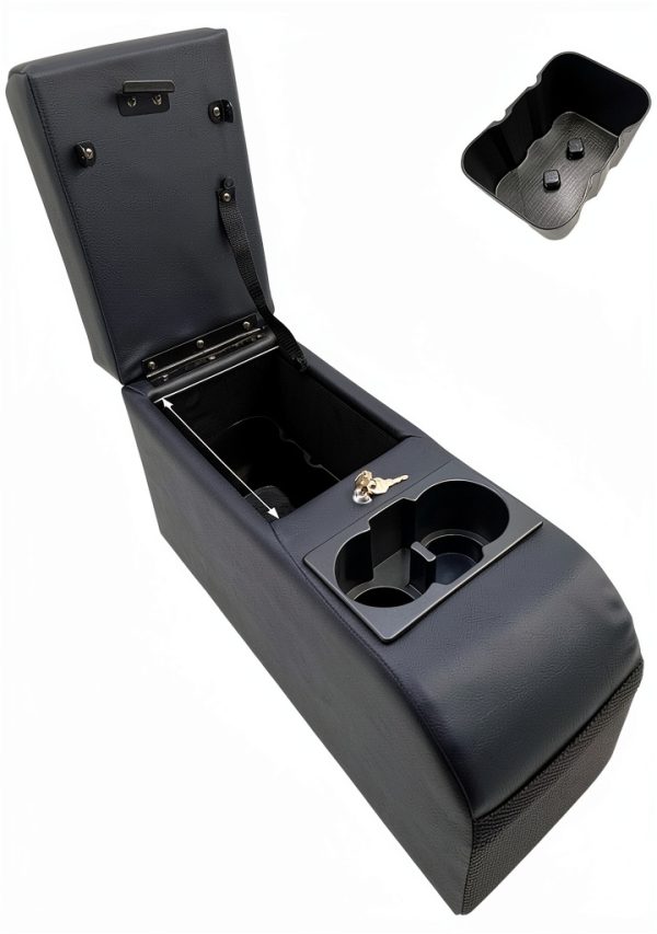 LOOYE Jeep CJ5 CJ7 Seat Console Black with Storage and Cup Holders-1