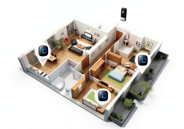 Wireless Doorbell PHYSEN Home Kit 58 Melodies 1300ft Waterproof Black-2