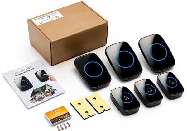 Wireless Doorbell, FullHouse Waterproof Door Bell Kit, Distinguish Front and Rear Doors, Over 1000 feet Range and 60 Chime, 5 Levels Volume and LED Flash, for Home Office Classroom-6