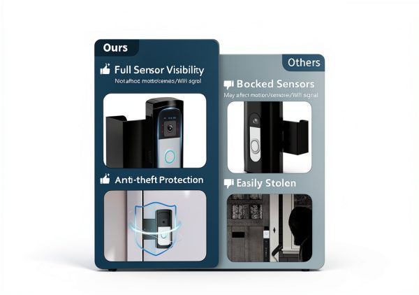 Anti Theft Doorbell Mount Mamerry RDM-01 Black No-Drill Kit-3