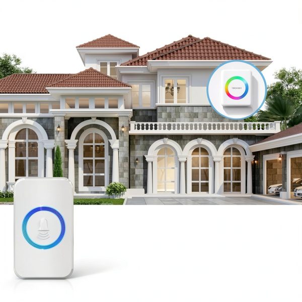 TECKNET Wireless Doorbell, Door Bell 0-120dB, 1300 ft Wireless Range, IP65 Waterproof Classroom Doorbells, 60 Chimes & 5 Volume Levels, RGB Light for Home Kid Room Office Hearing Impaired-2