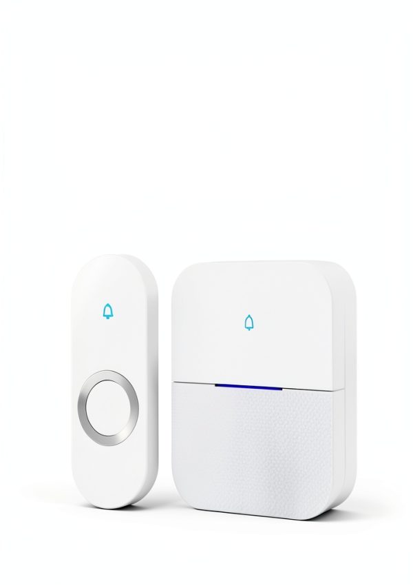 AIDA Lighted Wireless Doorbell for Home, Waterproof Battery Doorbell Wireless 1,000ft Range, 5 Volume Levels with 58 Doorbell Chimes & LED Flash (White, Doorbell with 2 Buttons & 1 Receiver)-2