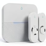 AIDA Lighted Wireless Doorbell for Home, Waterproof Battery Doorbell Wireless 1,000ft Range, 5 Volume Levels with 58 Doorbell Chimes & LED Flash (White, Doorbell with 2 Buttons & 1 Receiver)-0