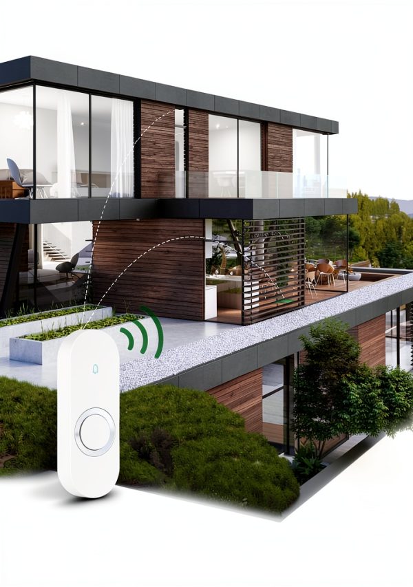 AIDA Lighted Wireless Doorbell for Home, Waterproof Battery Doorbell Wireless 1,000ft Range, 5 Volume Levels with 58 Doorbell Chimes & LED Flash (White, Doorbell with 2 Buttons & 1 Receiver)-1