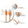 Fast Charger Cable for Ring Video Doorbell 2/3/4, Orange USB Power-1
