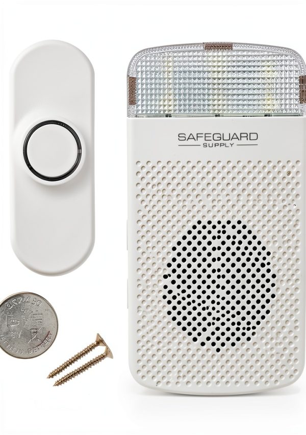 Plug In Doorbell - Safeguard Supply Dependable 3/4 Mile Long Range Wireless Doorbell - Adjustable Volume to 90dB- Deaf & Hearing Impaired Doorbell Mode Flashing Strobe Light-1