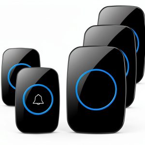 Wireless Doorbell, FullHouse Waterproof Door Bell Kit, Distinguish Front and Rear Doors, Over 1000 feet Range and 60 Chime, 5 Levels Volume and LED Flash, for Home Office Classroom-0
